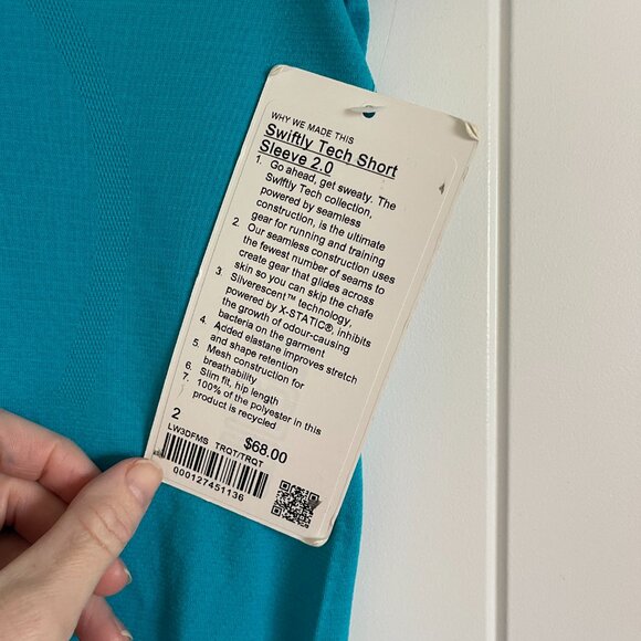 NWT Lululemon Swiftly Tech T-Shirt Turquoise Tide - Picture 4 of 5